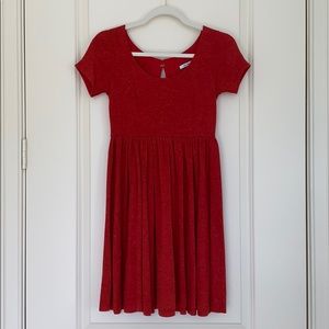 Red Fit-and-Flare Dress with Keyhole Back